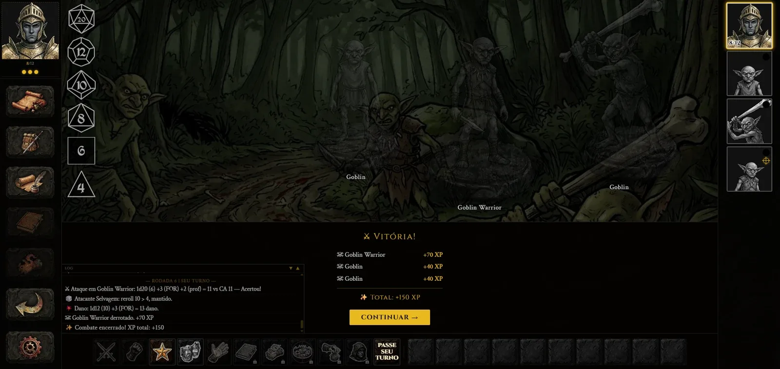 Tela de ganho de experiência e subida de nível no Mysteries & Perils